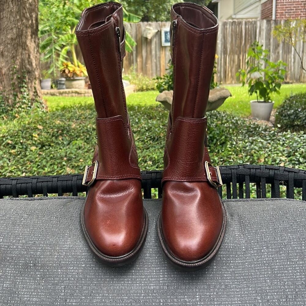 New ▶️ Vince Camuto ◀️  Alicenta Chocolate Brown Mid Calf Moto Women's Boots - Picture 8 of 16